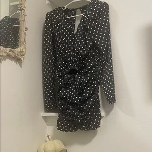 Black Polka Dot Long Sleeve Dress